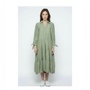Tiered Midi Shirt Dress
